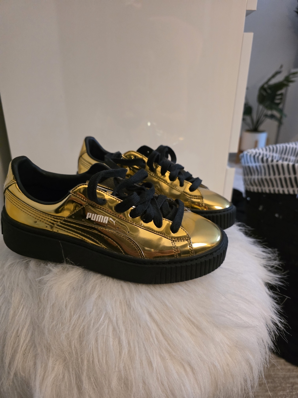 PUMA Metallic Gold Platform Sneakers